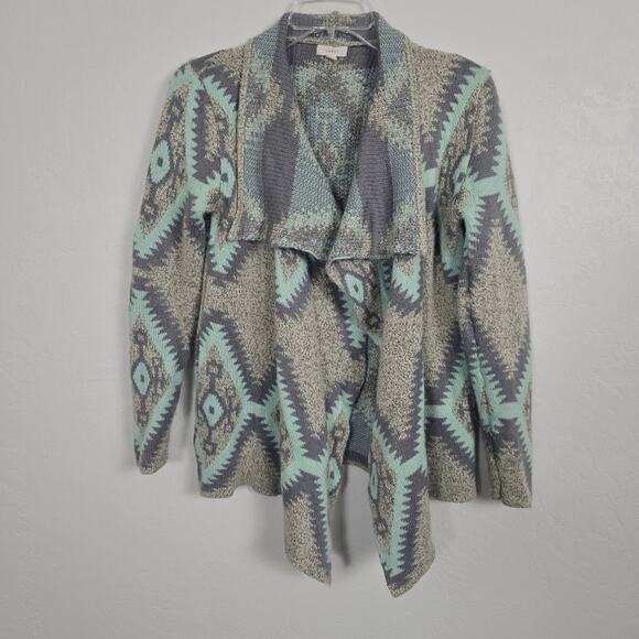 Debut Women Aztec Tribal Open Front Knit Boho Sweater Cardigan Southwestern S/M - Picture 12 of 13